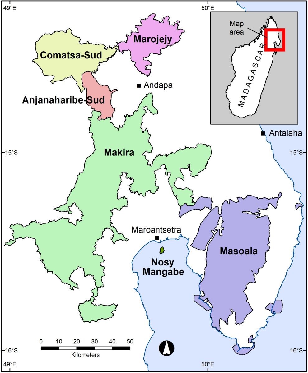 Map of protected areas in northeastern Madagascar